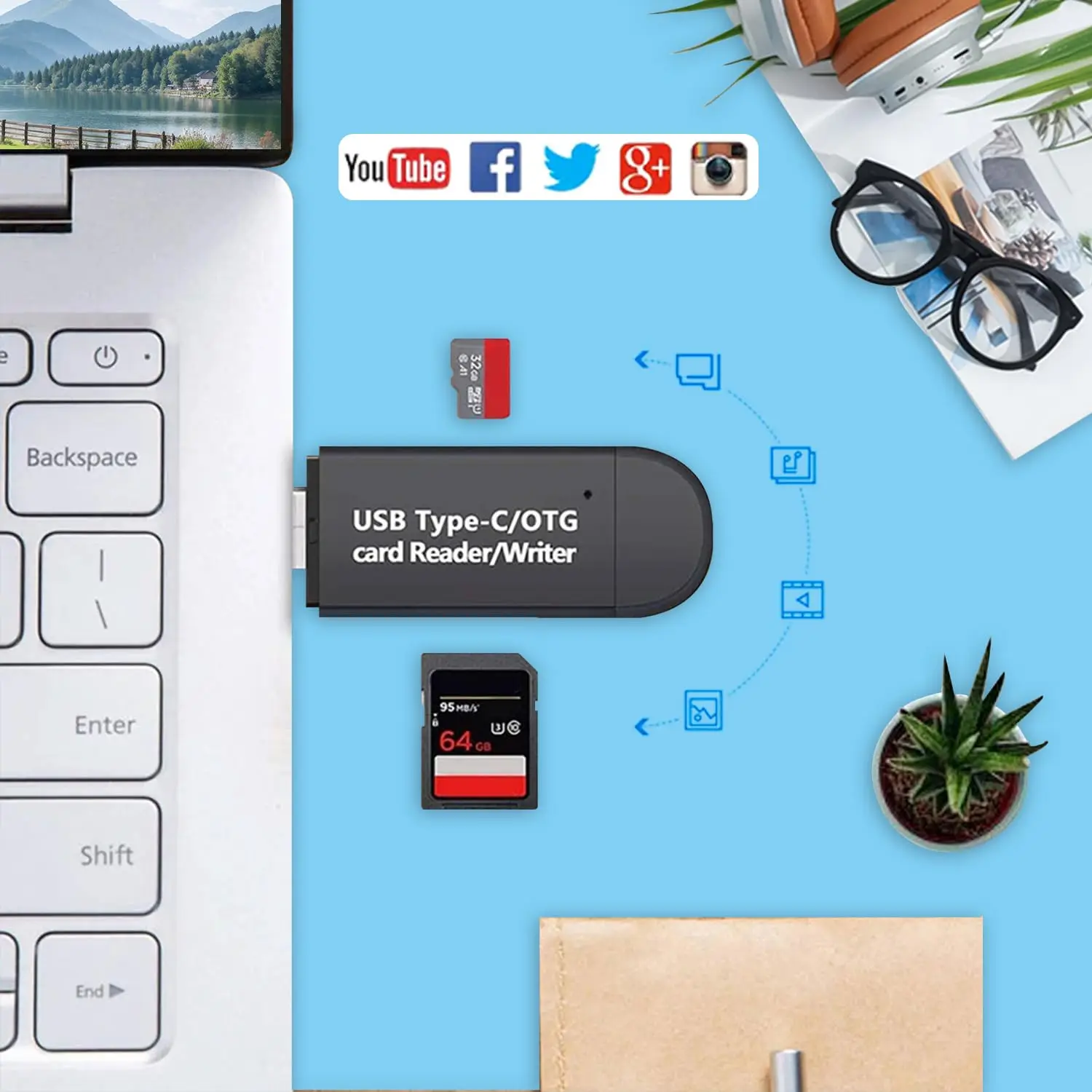 Hannord OTG 3 in 1 USB 3.0 Type C Micro USB - SD/Micro SD/TFカードリーダー (PC/ラップトップアクセサリー用スマートメモリカードリーダー)