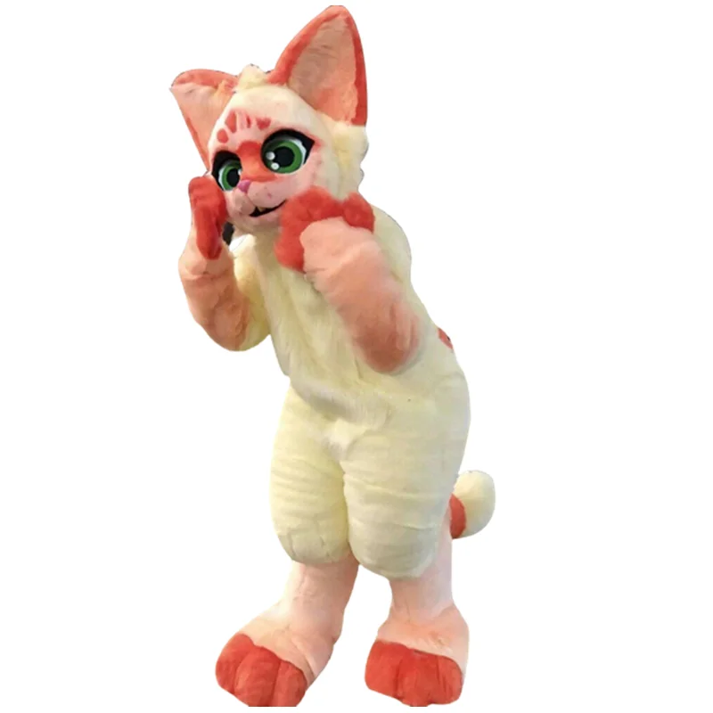 Husky Mid-length Fur All-in-one Fox Mascot Costume Walking Halloween Suit Party Cosplay