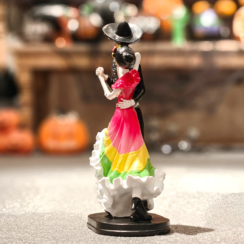 Day of the Dead Skeleton Dancing Statue Creative Resin Holiday Sculpture for Festive Decoration Ornament