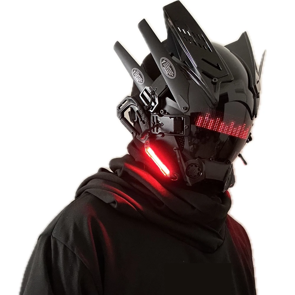 Cyberpunk Gothic Mask Helmet For Adult,LED Bluetooth Mask,Futuristic Punk Techwear,Cosplay Halloween Fit Party Music Festival