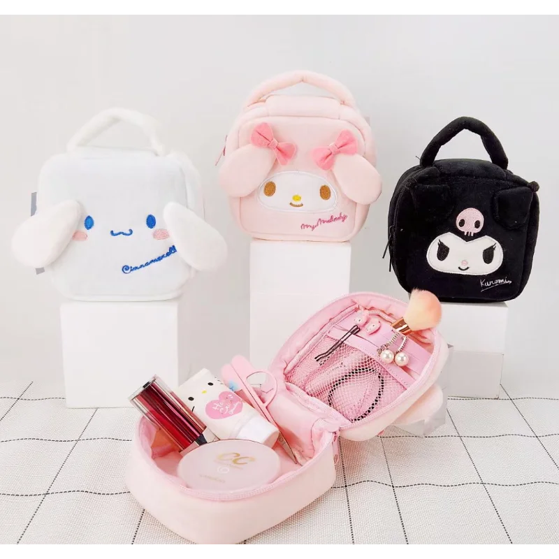 

Sanrio, Hello Kitty плюшевая косметичка Cute Kuromi My Melody на молнии, большая женская дорожная косметичка, сумка для туалетных принадлежностей, сумка для мытья