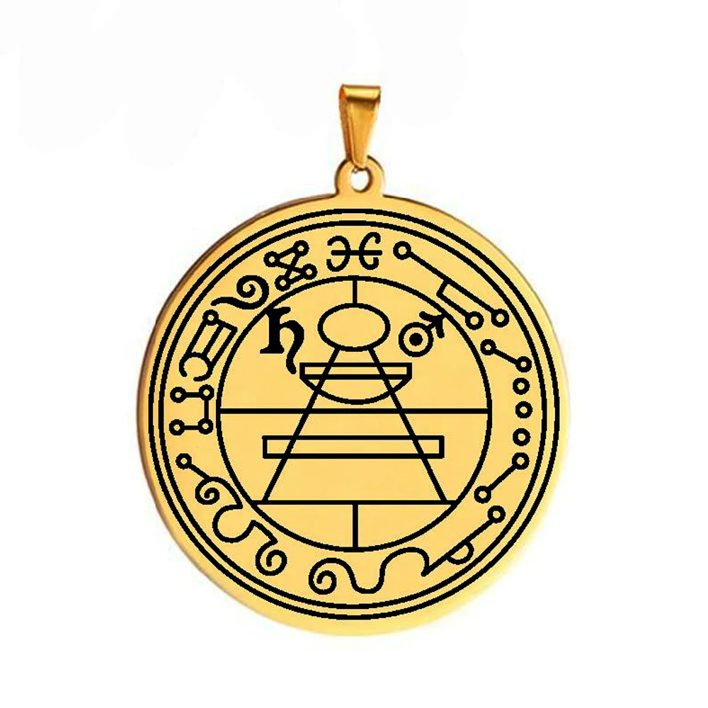 HLSS065 Secret seal of Solomon protection esoteric occultism Talisman Jewelry Stainless Steel Laser Marking Pendant Necklace