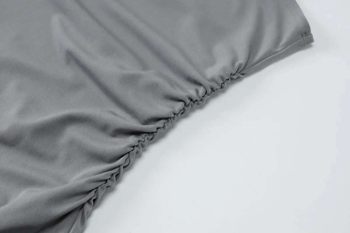 Women Sexy One Shoulder Lantern Sleeve Ruched Bodycon Mini Dress