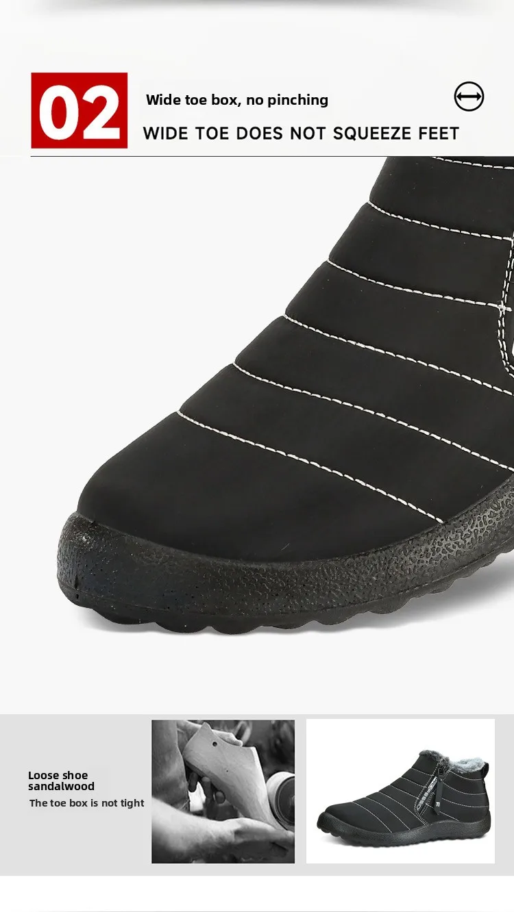 Herren Winter Schneestiefel mit Seitenreißverschluss, wasserdicht, warm, mit Fleece gefüttert, knöchelhoher Stiefel, rutschfest, Outdoor, Freizeit, Baumwollschuhe – Detail 6