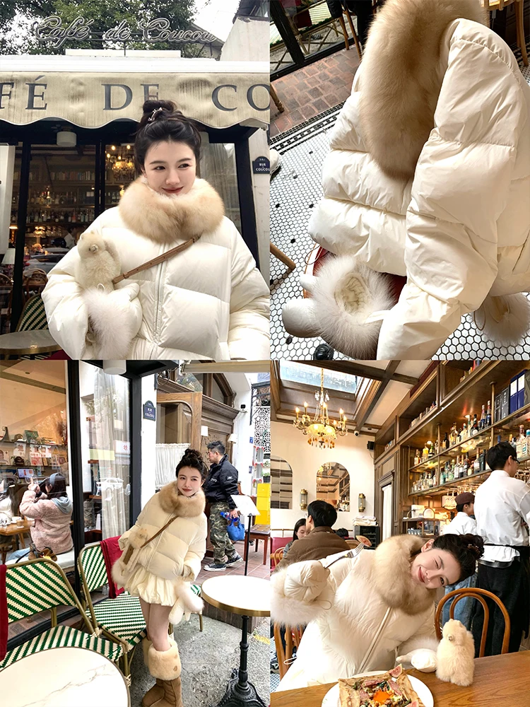 

Yuxiao Cloud Puff 90 White Du down Soft Thiened Winter New Sle Комплект из двух предметов Long Sve ort Coat Теплый женский я...
