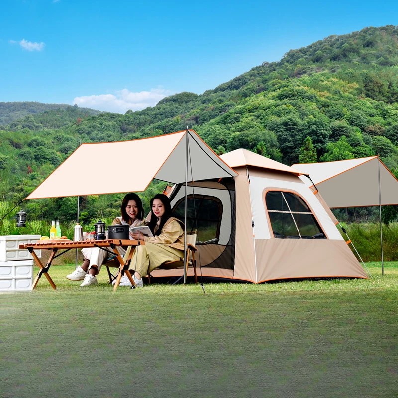 

Tent Canopy Two-in-one Outdoor Portable Folding Camping Equipment Full Set of Thickened Silver-coated Sunscreen Camping Tent