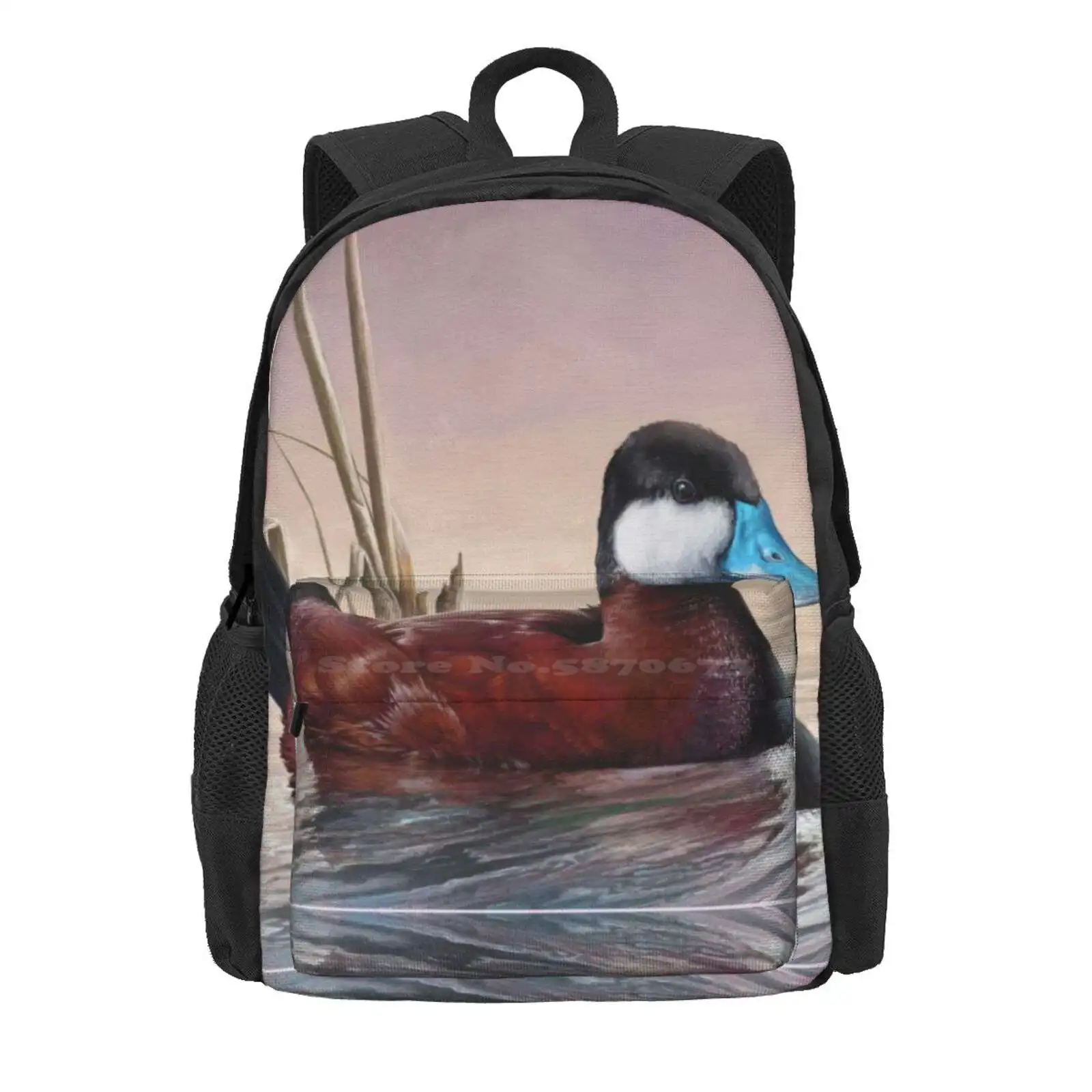 Ruddy Duck Hot Sale Schoolbag Backpack Fashion Bags Ruddy Duck Rubber Ducky Oxyura Jamaicensis Water Fowl Stiff Tailed Ducks