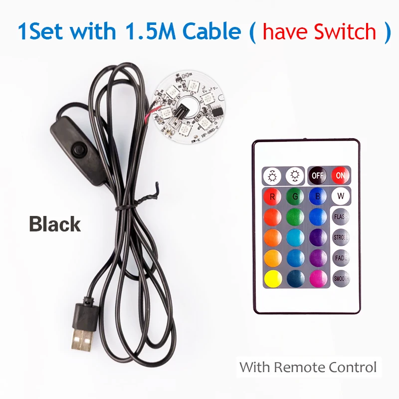 Input DC5V Low Voltage Colorful Gradient LED RGB light board and 1/1.5Meter Black or White USB Cable and Remote control