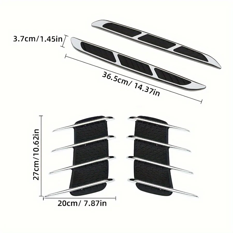 2PCS Shark Gills Simulated Car Air Vents Side Air Vents Fender Hood Decor Vent Door Trim Body Modification Premium Car Decals