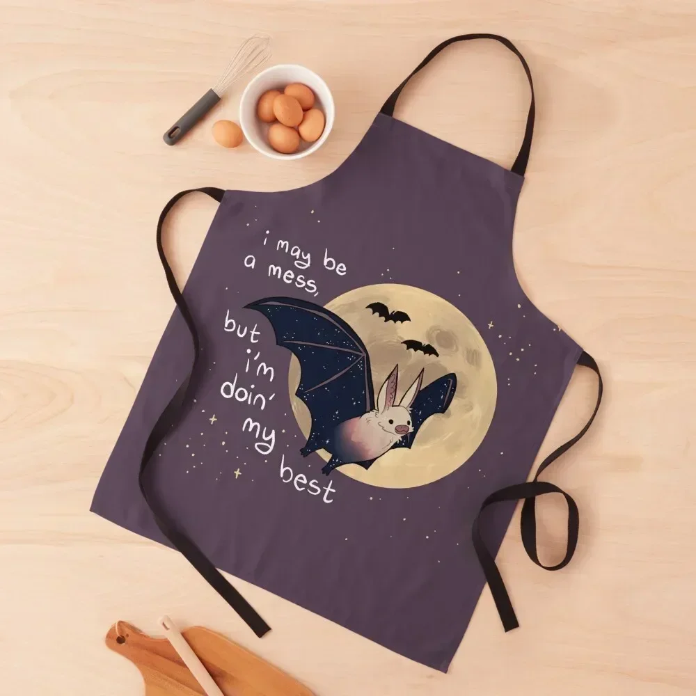 

I May Be a Mess, But I'm Doin' My Best Sparkle Bat Apron man chef uniform Ladies Apron