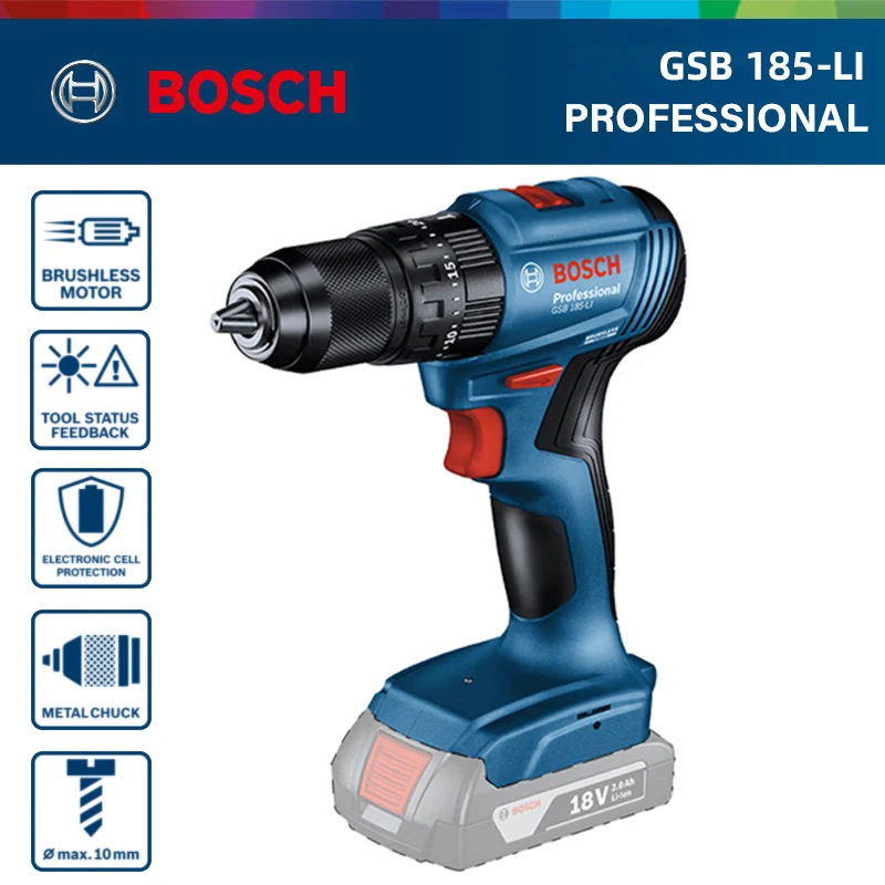 ‌ Bosch GSB 185-LI professionnel 18V sans brosse perceuse à percussion sans fil tournevis électrique avec outils électriques Bosch