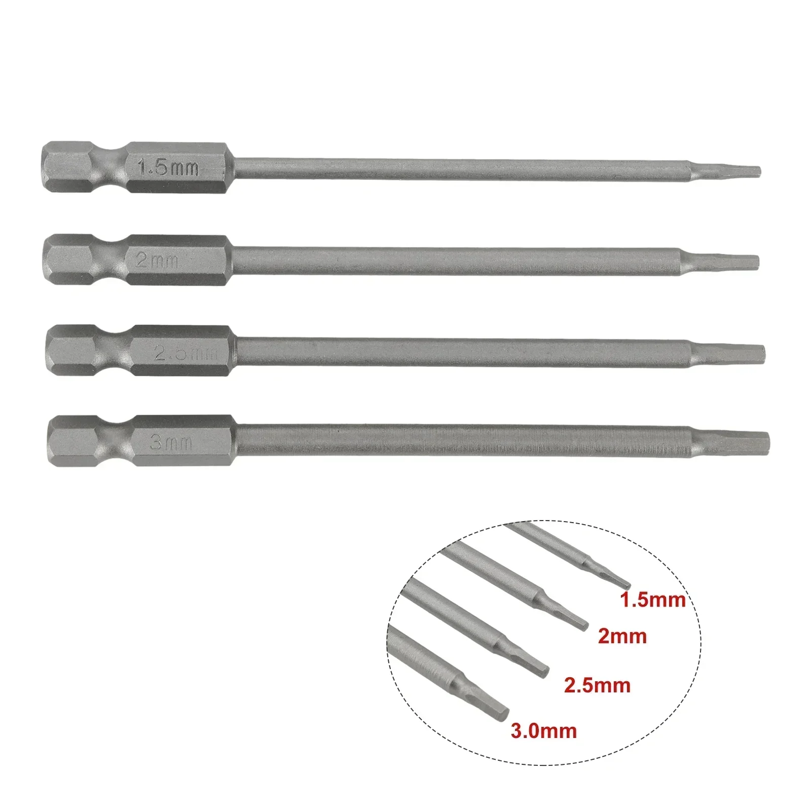 1/4 Stuks Schroevendraaier Bit 1/4 Hex Schacht Magnetische Kop Schroevendraaier Schroevendraaier Bit 1.5/2.0/2.5/3.0mm Inbussleutel Boor Handje