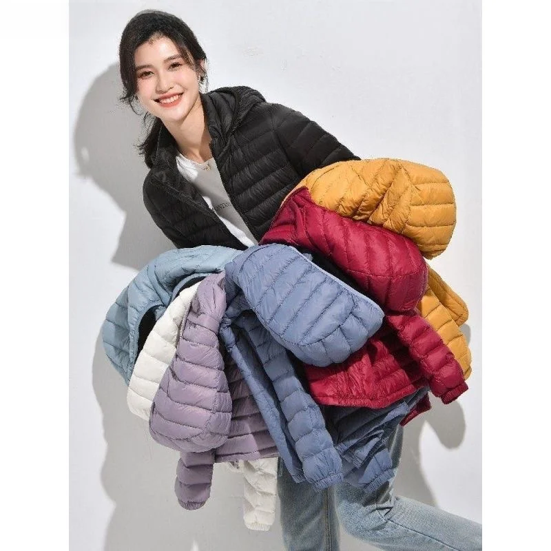 Ultra-Thin down Jacket Women's Spring 2025 Commute Style Short Coat Lightweight Winter Outerwear Ultra-Light Long Sleeve Zipper