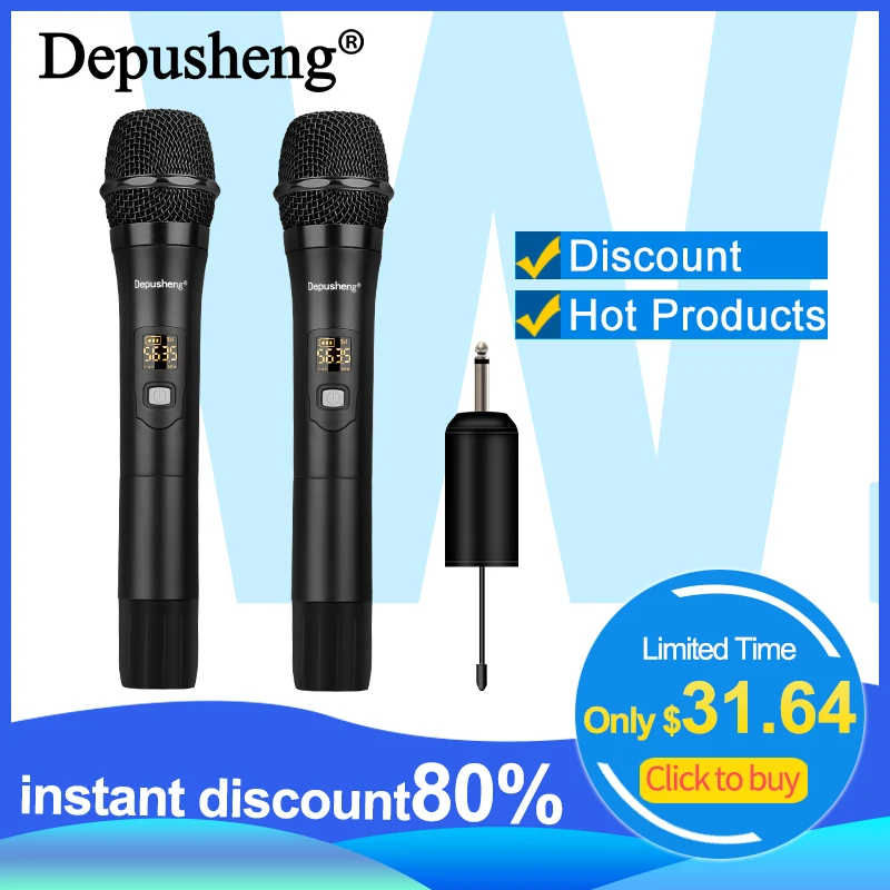 

Wireless Microphone Depusheng W1/W2 UHF Professional Handheld Mic Recording Karaoke Mic For Speaker Party Church Show Meeting