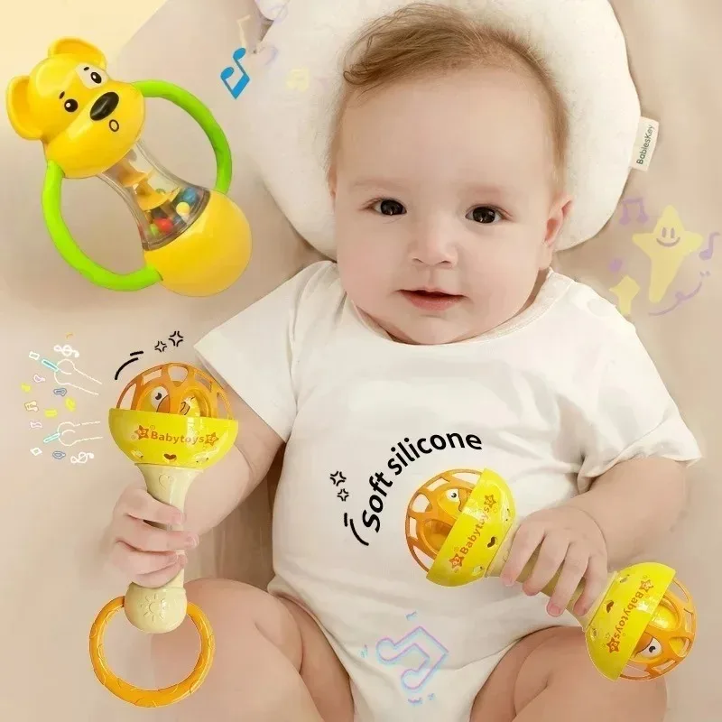 Zabawka dla niemowląt: łóżeczko do potrząsania, puzzle, grzechotka, miękka gumowa zabawka do gryzienia, edukacja sensoryczna, chwytanie, młotek z piaskiem dla niemowląt, trening słuchowy.
