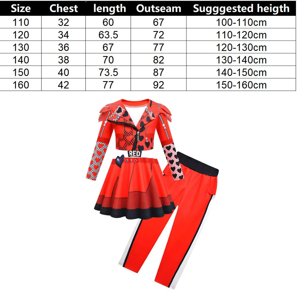 D-Descendants Red Costumes Girl Carnival Costumes Kids Party The Rise of Red Cosplay Dress Halloween Party Girls Costumes 3-12Y