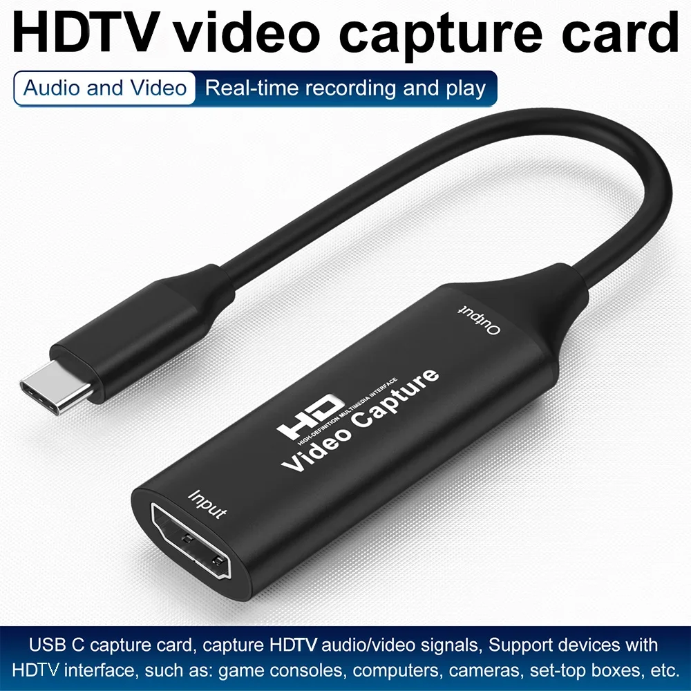 4K HDMI-compatible to USB-C Video Capture Card Board Game Record Live Streaming Broadcast