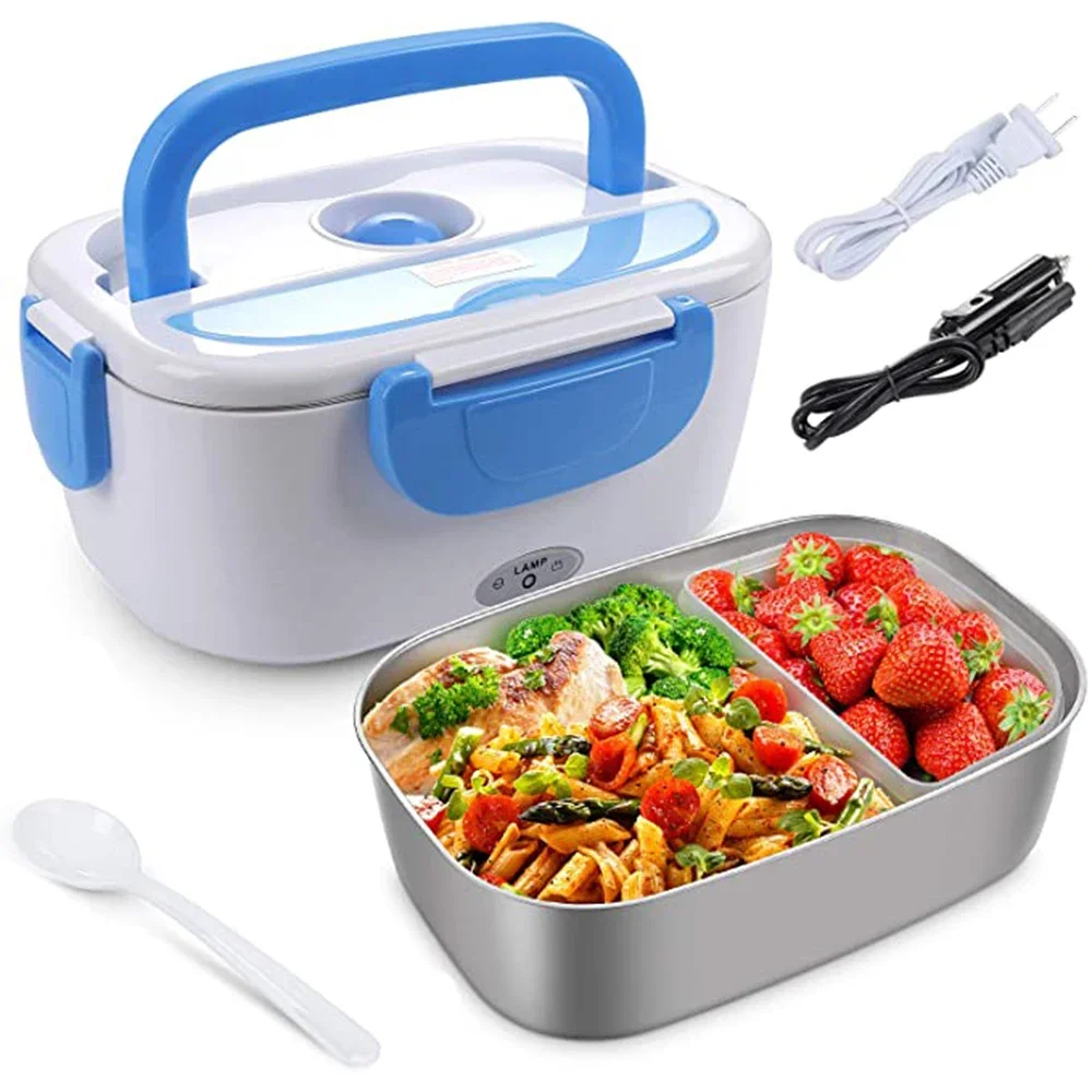 

Electric Heating Lunch Box Car + Home 2 In 1 12V 220/110V Portable Stainless Steel Liner Bento Lunchbox Food Container Bento Box