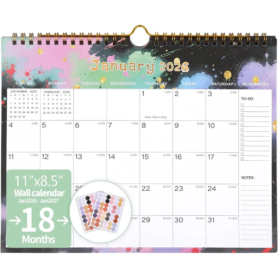 

2026-2027 Wall Calendar Calendar 2026-2027 18 Monthly Wall Calendar from January 2026 to June 2027 11 x 8.5 Ihes Thick Paper La