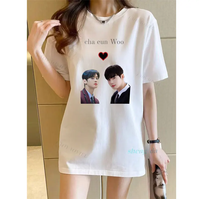 I Love Cha Eun Woo Graphic T Shirts Kpop Top T-shirts Girlfriends Gift Woman Clothes Korea Singer Women's T-shirt Y2k Clothing