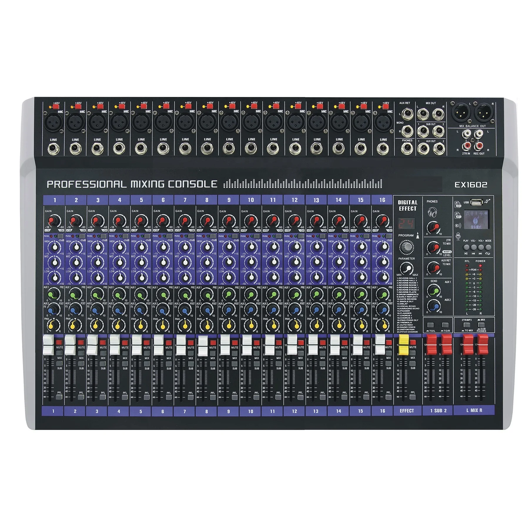 high quality Professional 16-Channel Audio Console Mixer DJ Controller EX1602 Sound Processor & Record Console with