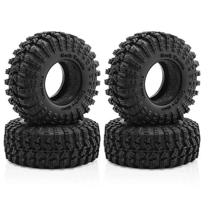 4개 1.3인치 소프트 스티키 고무 타이어 (1/24 1/18 SCX24 TRX4M RC 크롤러 자동차용), RC 1.3인치 고무 타이어 태아 피부