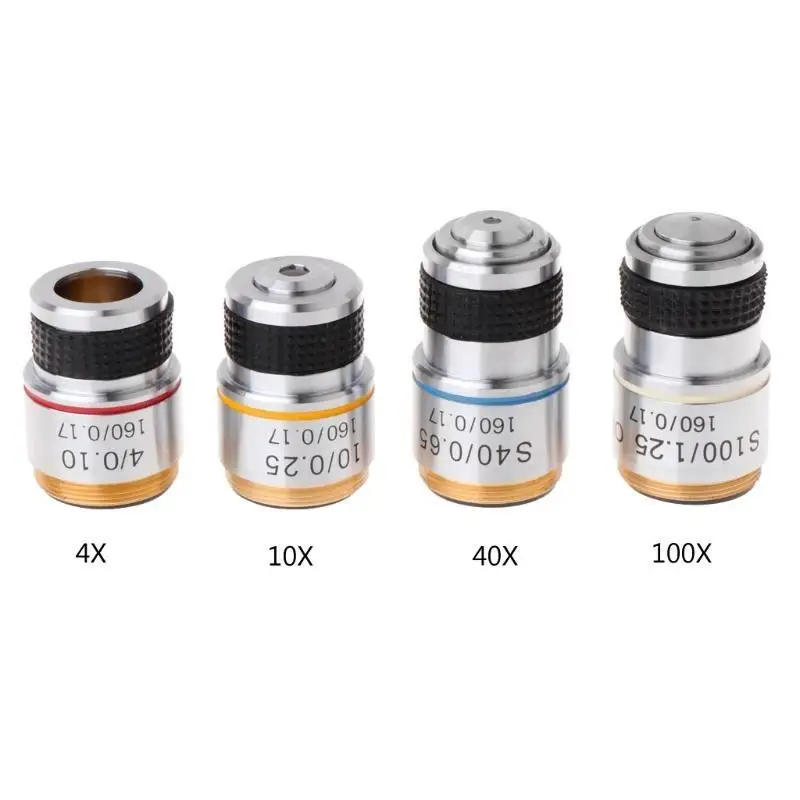 Lentille d'objectif achromatique 652F 4X 10X 40X 100X, raccord pour Microscope biologique 185