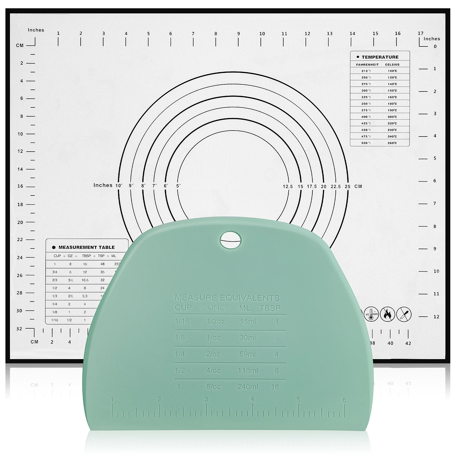 

1 Set Silicone Rolling Mat With Dough Scraper Non-Stick Baking Mat For Rolling Out Dough Space-Saving Pastry Board Measurement