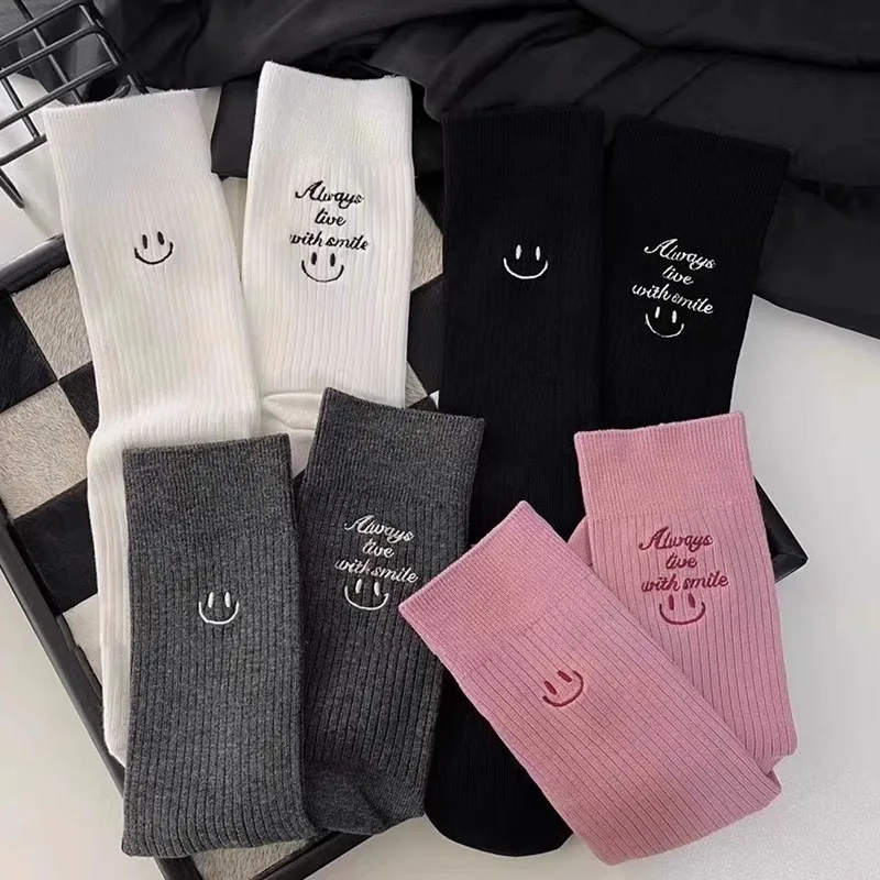 

Cute Smiling Face Printed Socks Women Kawaii Harajuku Funny Cotton Sox Unisex Happy Casual Streetwear Floor Calcetines Mujer