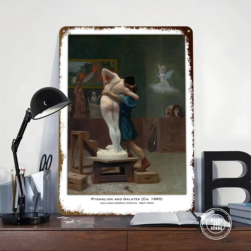 Pygmalion and Galatea Painting Tinplate Poster Custom Wall Art Vintage Metal Signs Retro Tin Plaque for Decoration Aesthetic