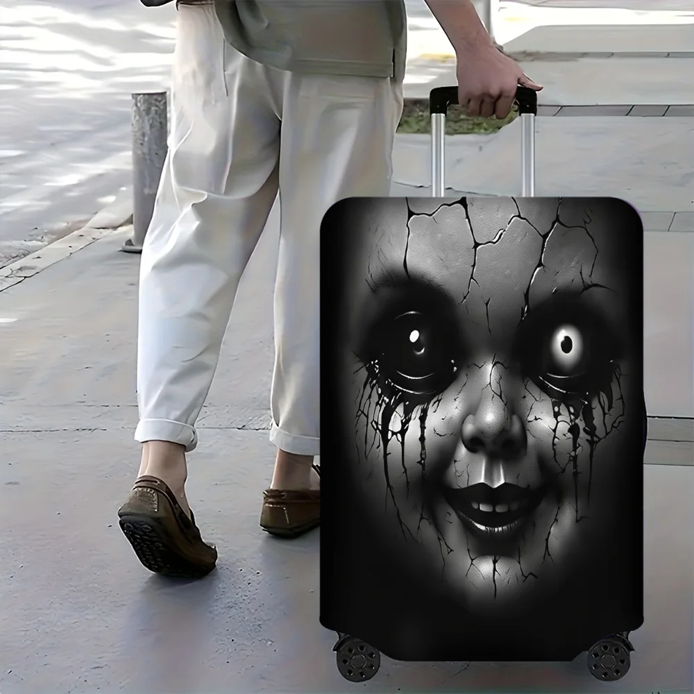 1pc Creepy Baby Face Print Luggage Cover. Fits suitcases from 18 to 32 inches; effectively protects your luggage