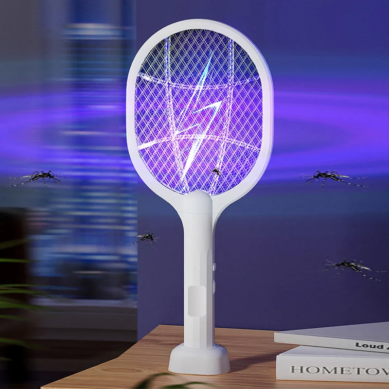 يده الكهربائية يطير منشة 3000 فولت علة صاعق مضرب 2 في 1 يطير منشة USB قابلة للشحن البعوض القاتل مصباح مكافحة الآفات #2