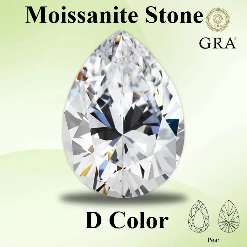 Moissanite Stone Pear Cut D Color VVS1 Lab Created Heat Diamond for DIY Ring Necklace Earrings Main Materials with  Report