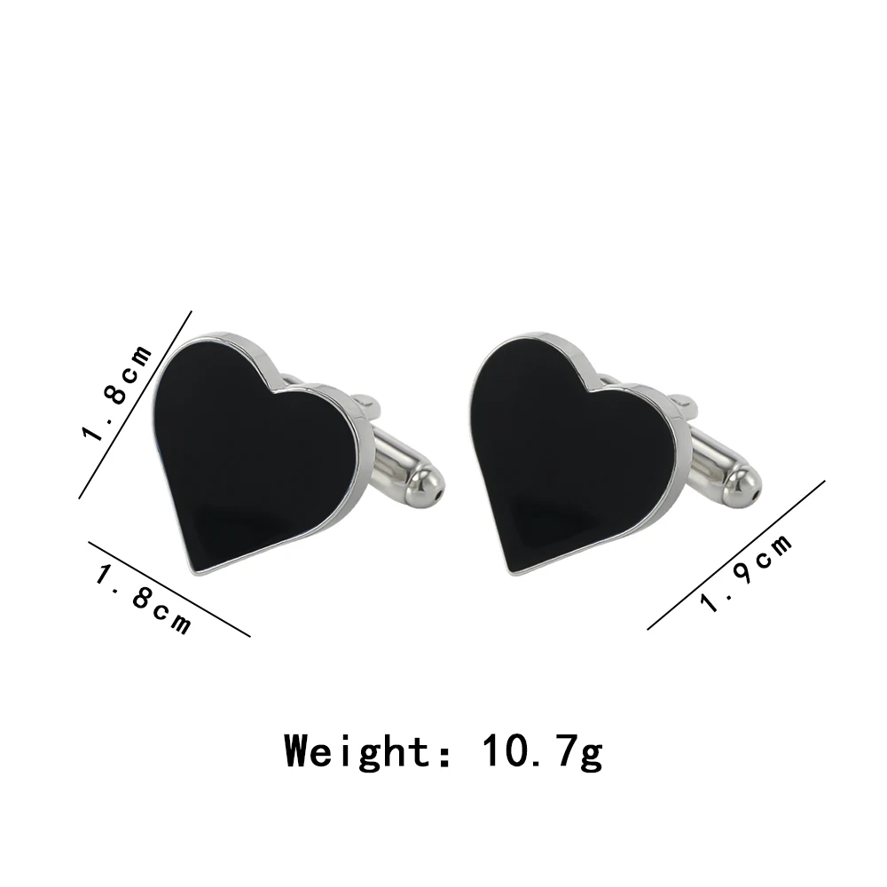 Wedding Cuff Links Romantic Red Blue Black Heart Design Cufflinks Quality Valentine Gift Tuxedo Button For Husband BoyFriend