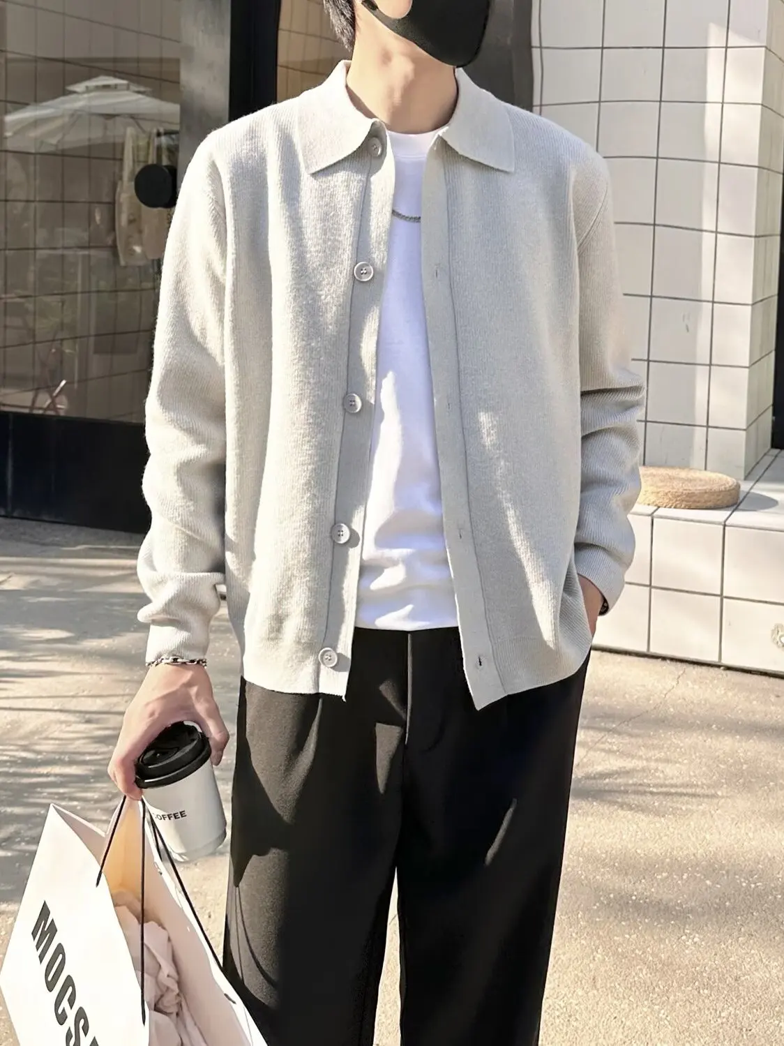 

Spring New Year Knitted Sweater Casual Collared Cardigan Breathable Polyester Fiber Long Sve Loose Fit Men's Faionable V...