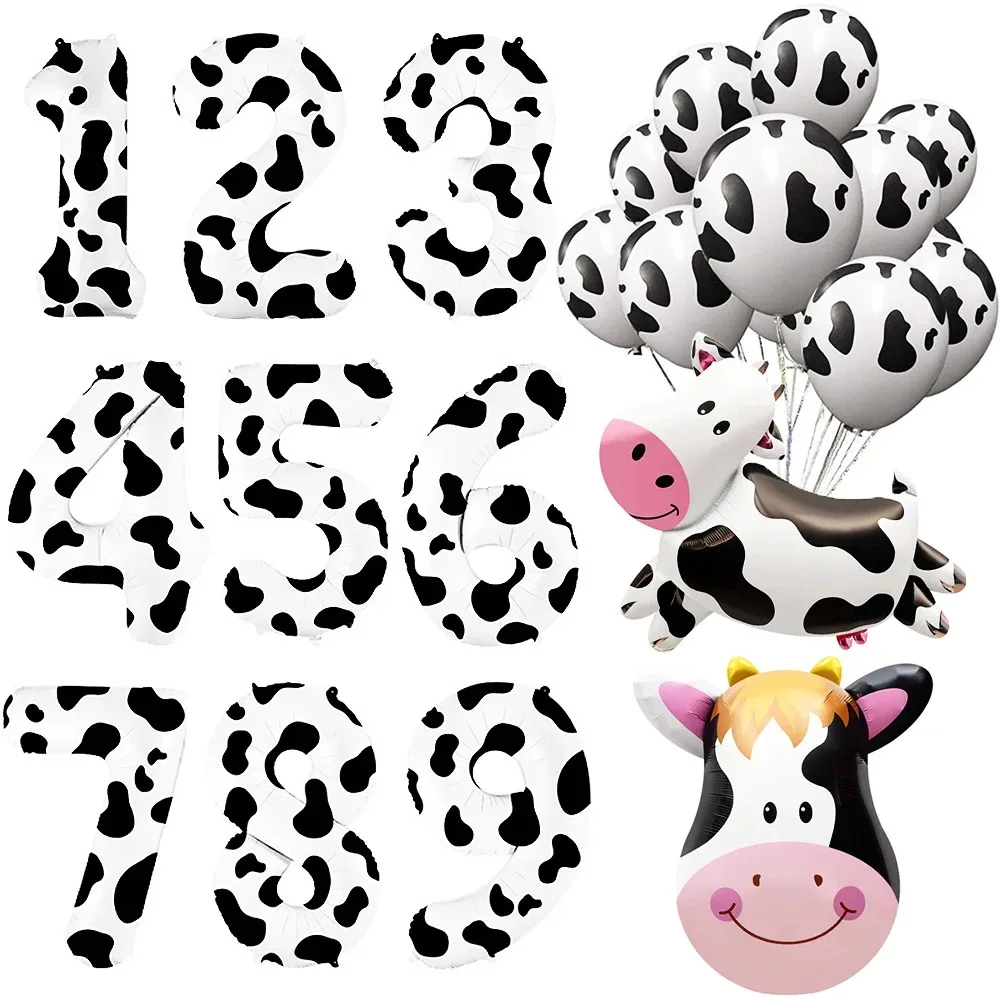 40 Inch Cow Print Number Balloons 1 2 3 4 5 6 7 8 9 Figure Foil Balloon Holy Cow Im One Birthday Cowgirl Theme Party Decorations