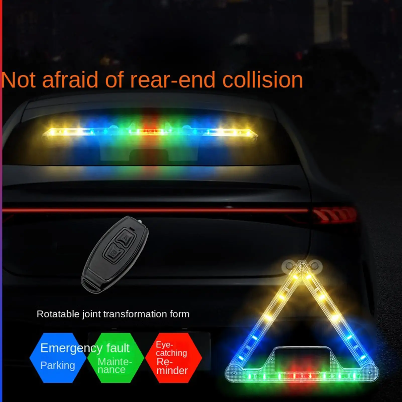 Car Triangle Warning Lamp Car Safety Strobe Lights Solar Powered Car Rechargeable Strobe Emergency Warning Light