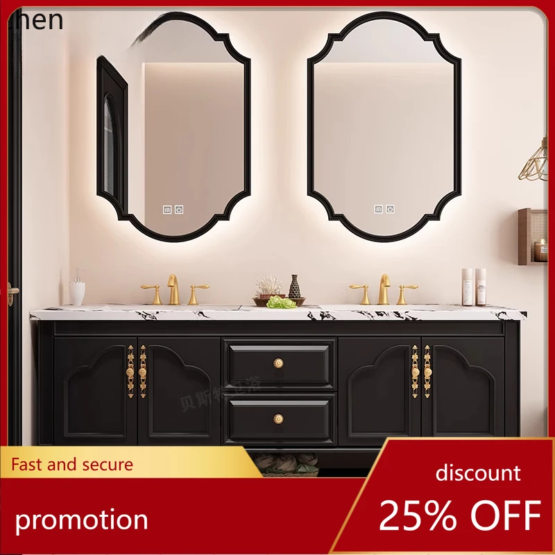 

HT retro bathroom cabinet combination floor-to-ceiling rock slab toilet washbasin cabinet