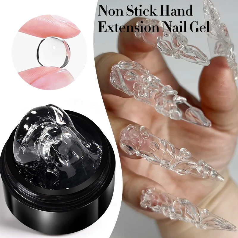 

BORN PRETTY 15ml Clear Non Stick Hand Solid Extension Nail Gel Polish 3D Carving Flower Nail Art Building UV Gel Acrylic Varnish
