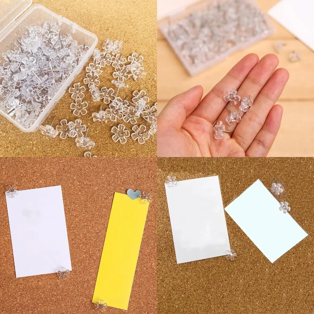 alfinete-decorativo-100-unidades-flor-transparente-cortica-avisos-tachas