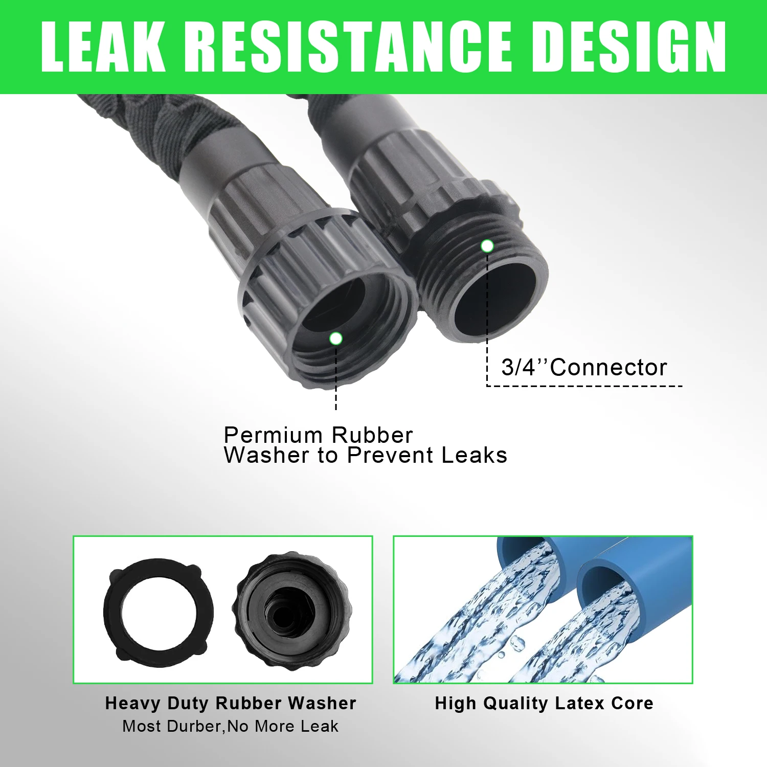 GardenJoy Garden Hose Outdoor Water Hose 3/4 in. x 100 ft. Expandable Hose with 7 Function Spray Nozzle Flexible Water Hose