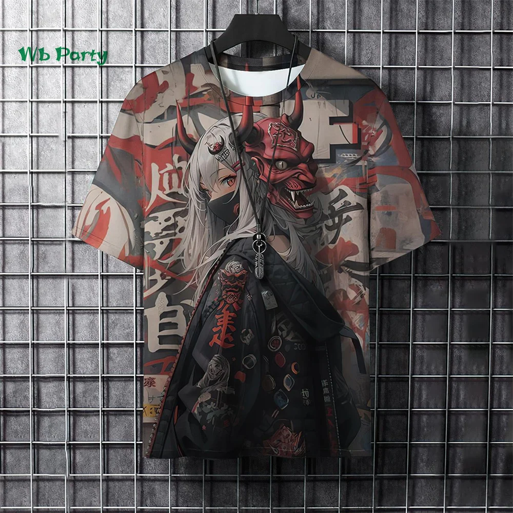 Japanese Manga Girl Style Print T-shirt 3D Print Men Short-Sleeved Tee Harajuku Tops Summer Oversized Men T-shirt Men's Clothing