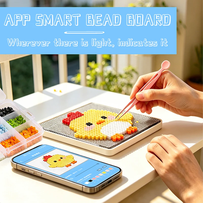 1SET  Parent-Child Interactive Pixel Art Bead Board Kit,Smart APP Pixel Drawing Pegboard with High-Density Secure Pegs