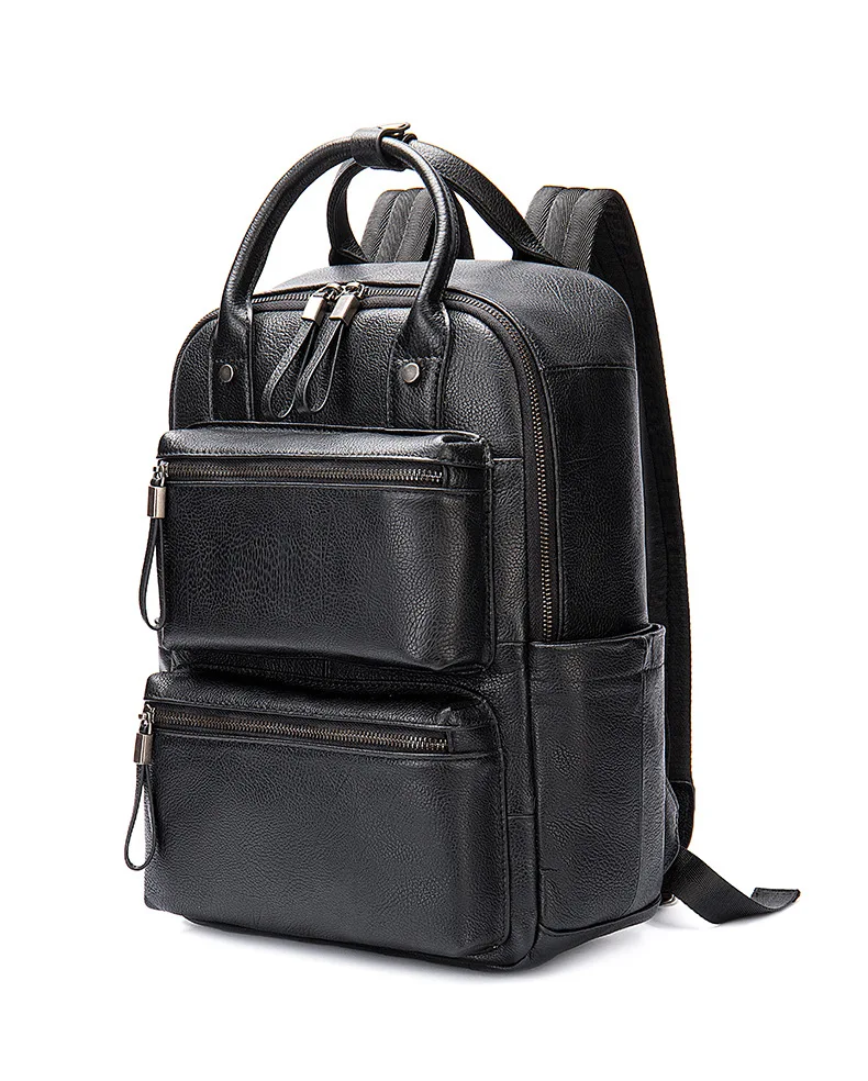 Modische Tasche aus echtem Leder für Herren und Damen, 14-Zoll-Laptop-Rucksäcke, Jungen- und Mädchen-Schulrucksack, Reiserucksack aus Rindsleder