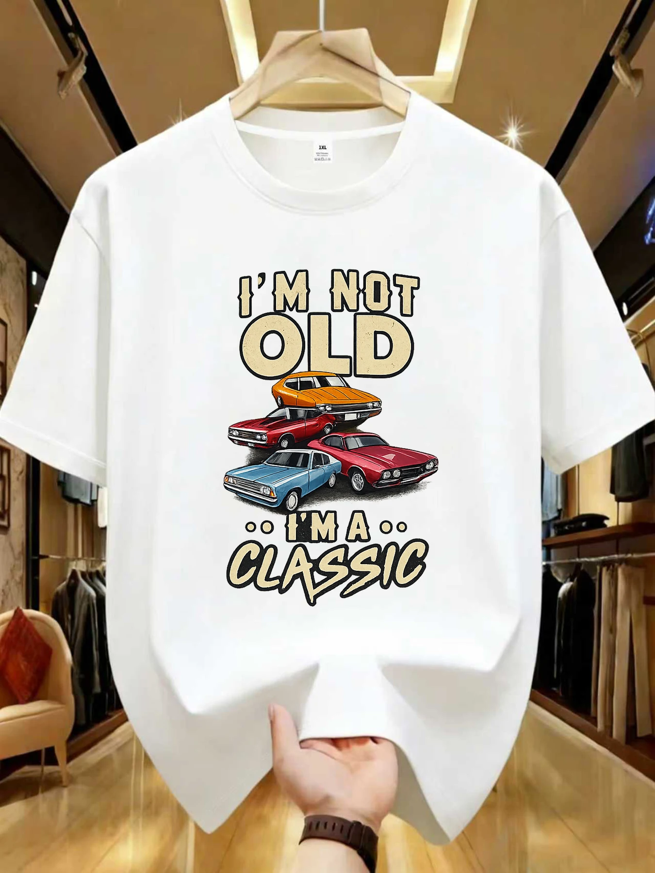 

【WZM104115】Creative car print plus size women's round neck summer casual short sleeved street fashion versatile T-shirt