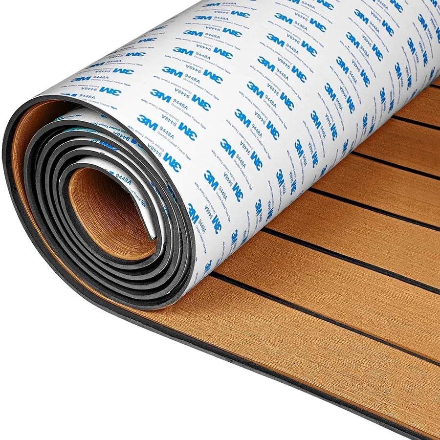 Boat Deck Sheet Strong 3M Adhesive 6mm Thick EVA Foam Floor Waterproof Anti-skid Mat For Motorboat Yacht Ramp Staircase Brown