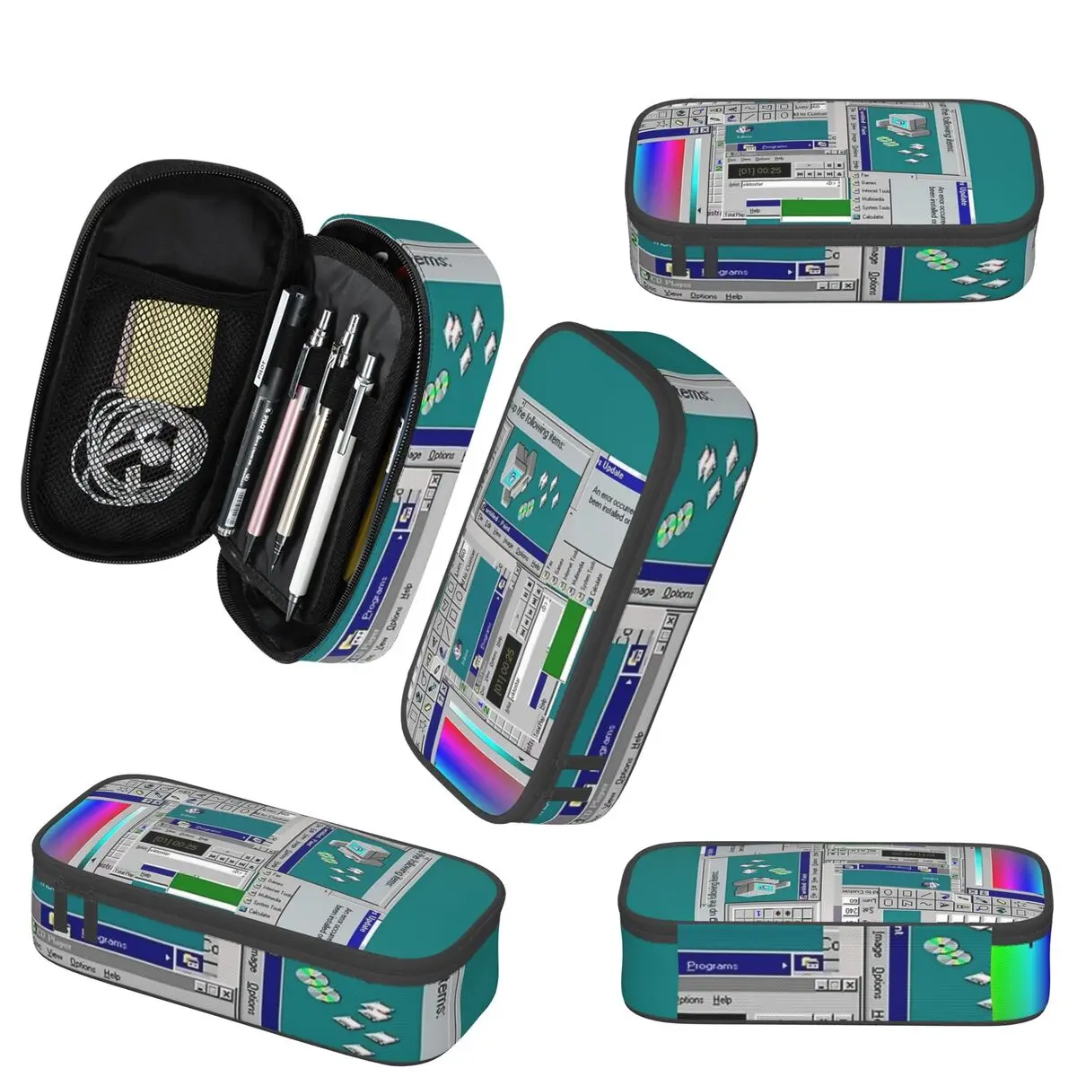 Windows 95 Collage Pencil Case for Studen Gifts Pen Box Pencil Bag Stationery Supplies Pen Holder Bag