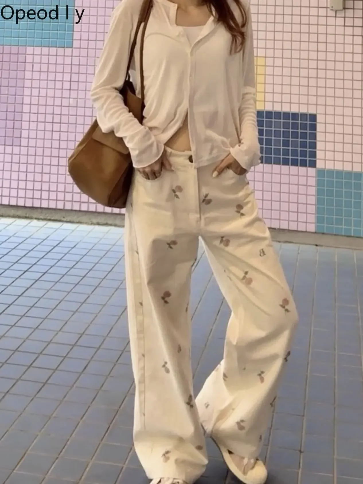 Japanese Style Fashion Rose-printed Wide-leg Pants 2026 Autumn New Fashion High-waisted Temperament Loose Women's Trousers
