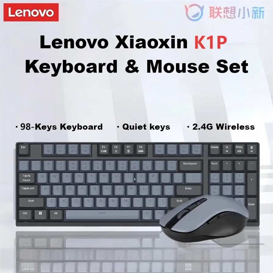 

Lenovo 2.4G Wireless Keyboard Mouse Set K1P 98 Keys Standard Office Keyboards Gaming Digital Soft Keyboard For Laptop Tablet PC