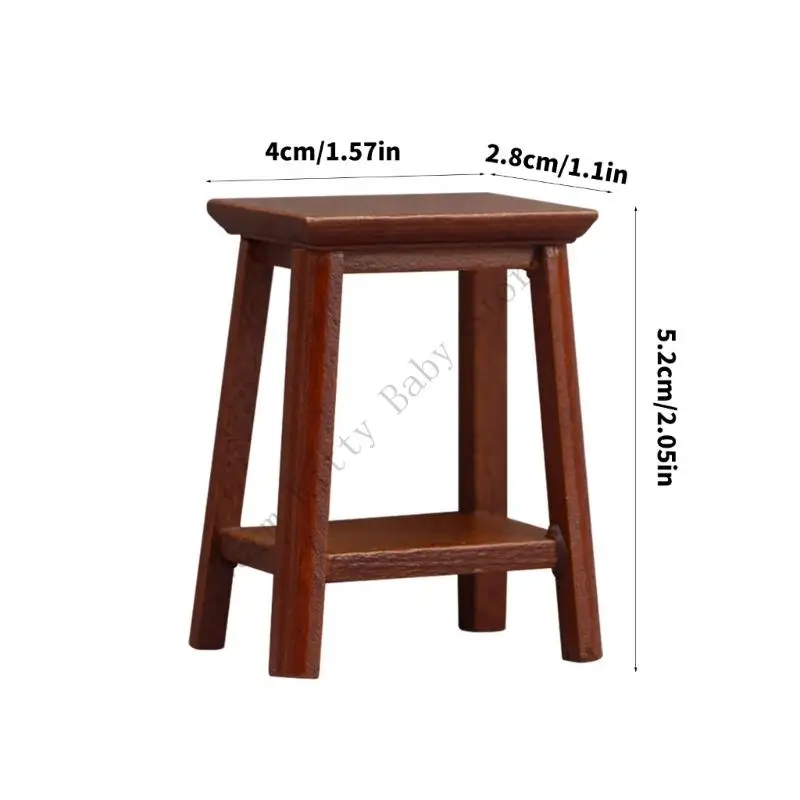 كرسي خشبي واقعي لطيف من XXFE مصنوع من خشب زكا لبيت الدمية 1:12